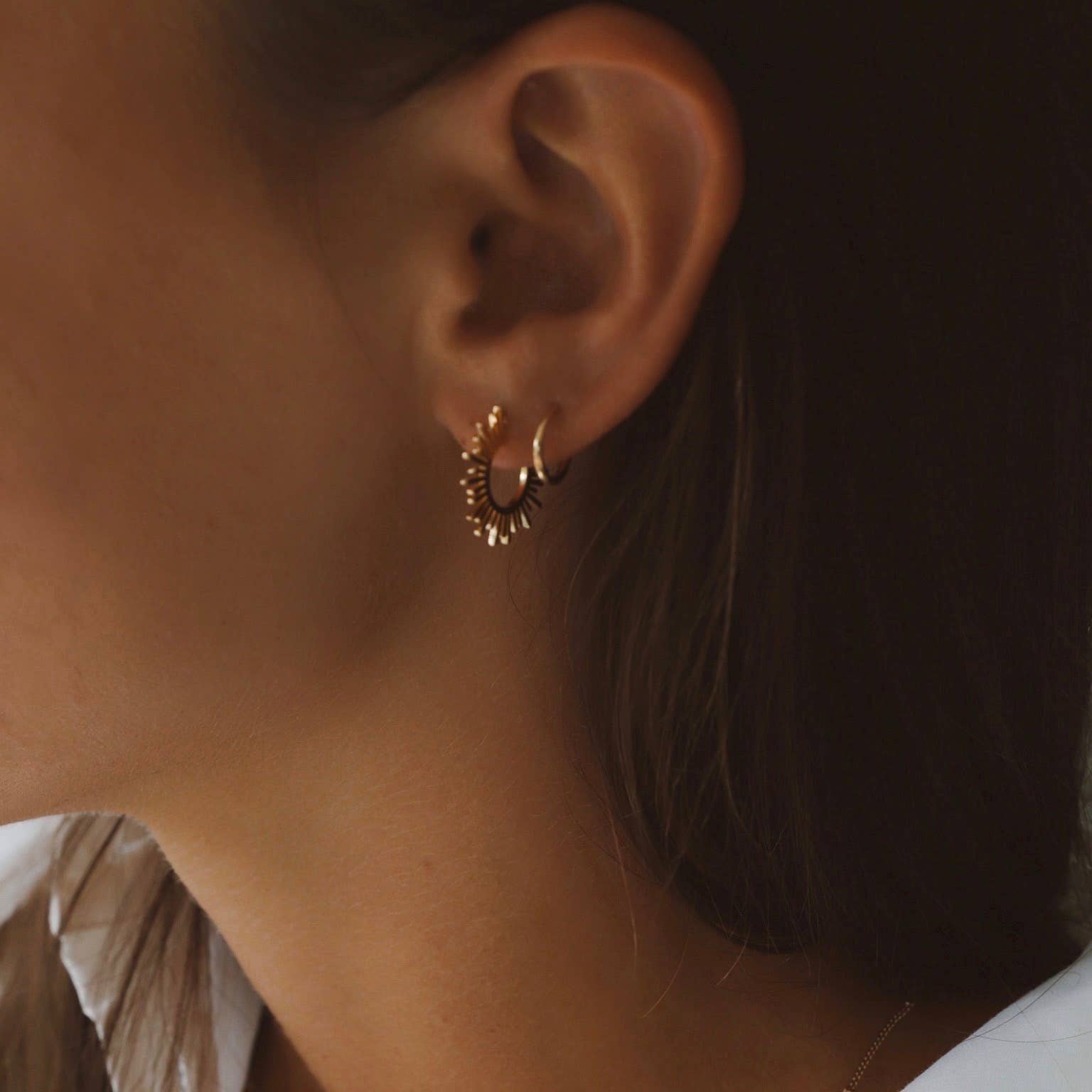 Small Sun Silhouette Hoops