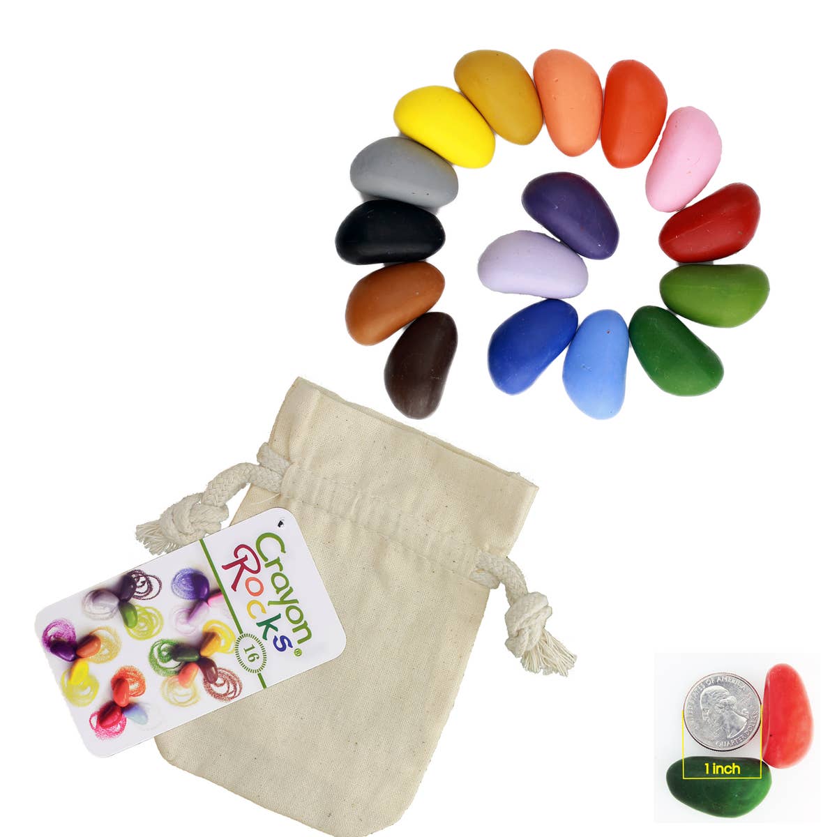 Crayon Rocks- 16 Colors in a Muslin Bag