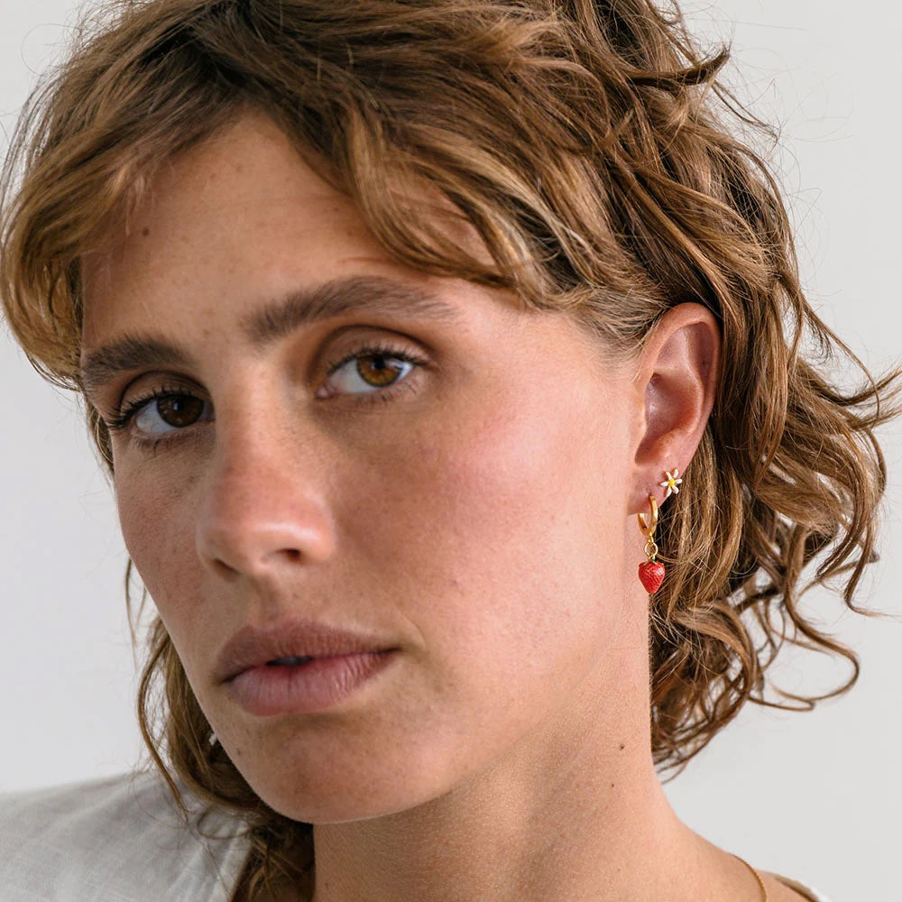 Strawberry Huggie Hoops