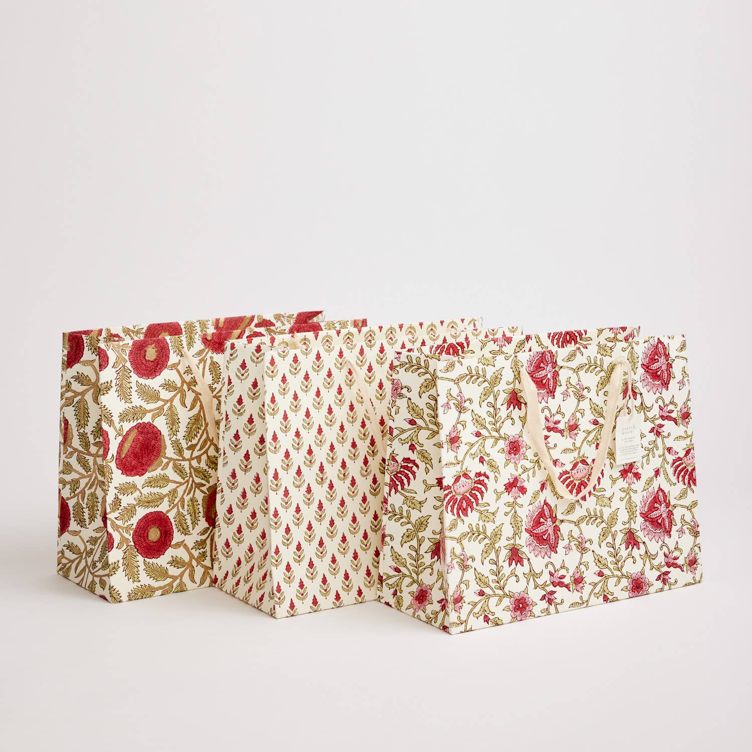 Hand Block Printed Gift Bags (Large) - Festive