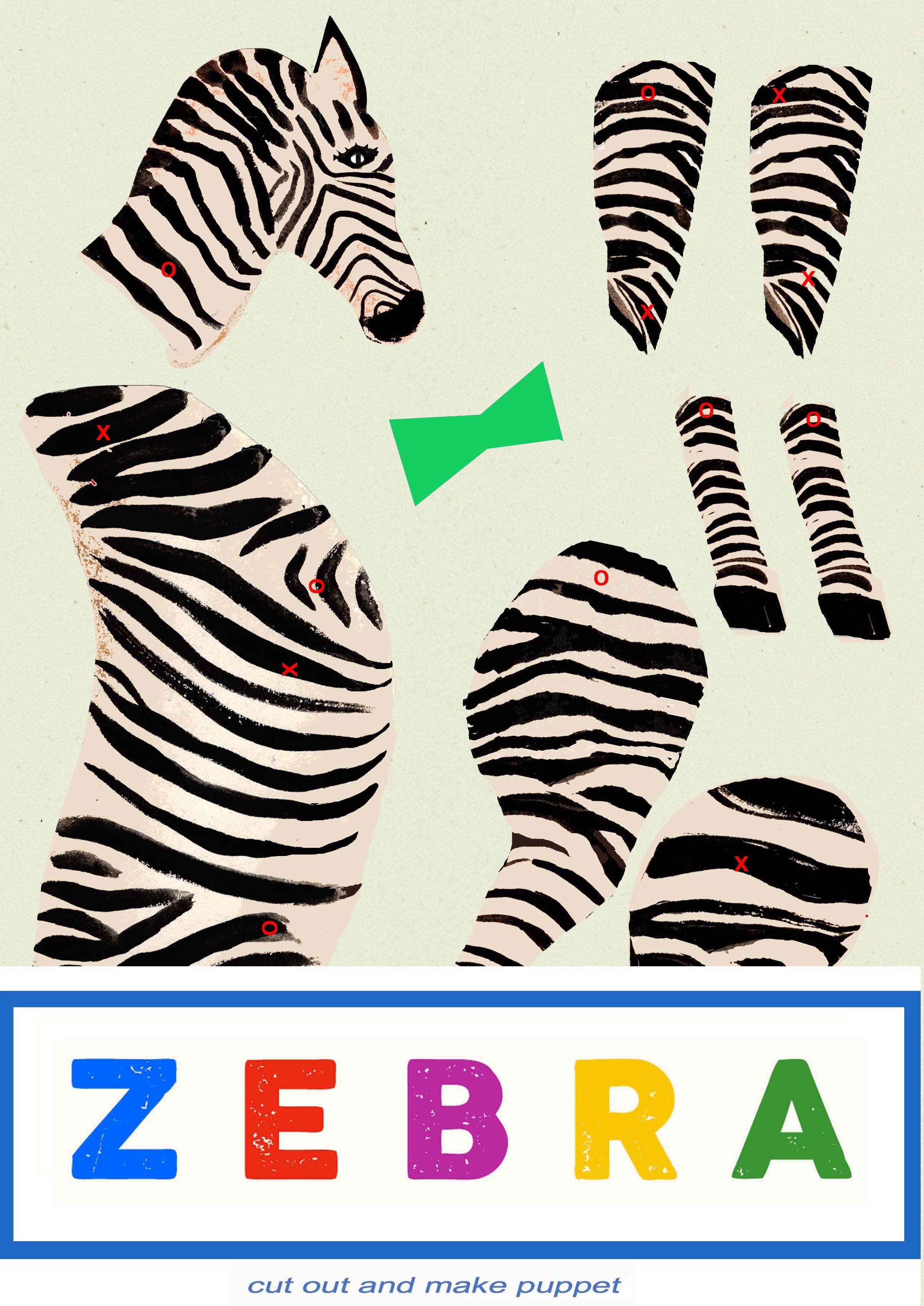Cut and make Zebra puppet