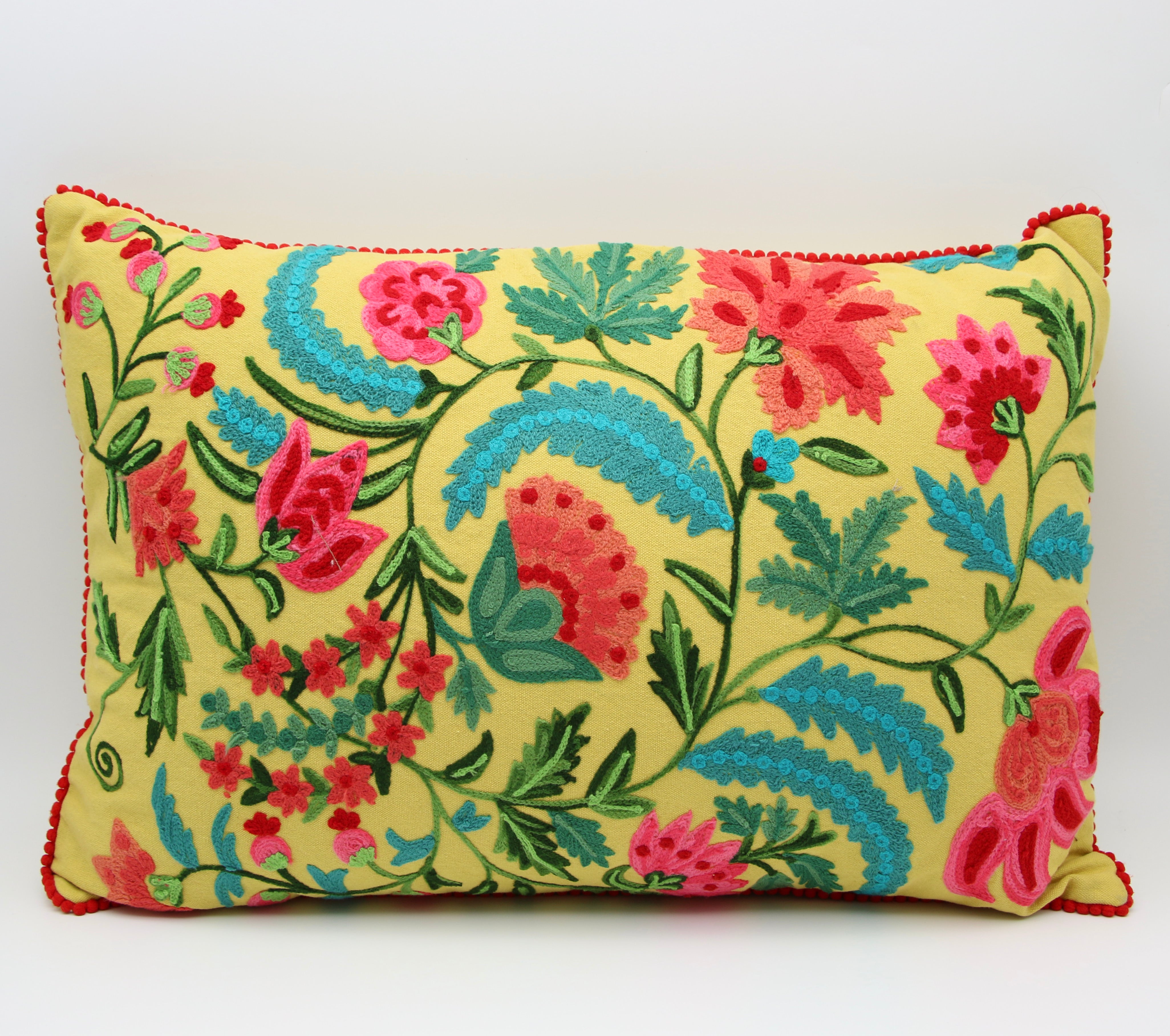 chartreuse Farmhouse Floral Pillow 16x24
