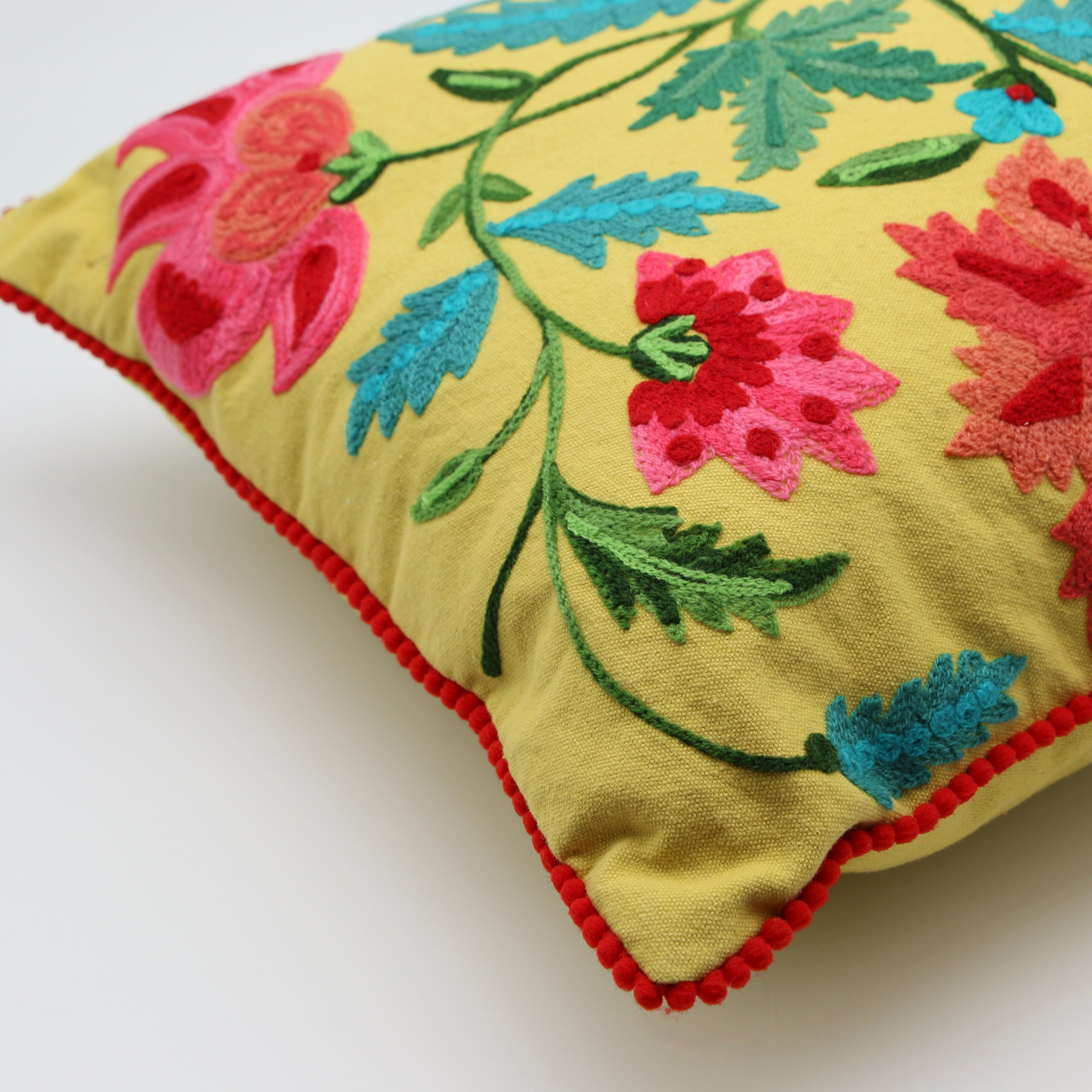 chartreuse Farmhouse Floral Pillow 16x24