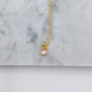 Miniature Birthstone Necklace- Oct/Pink Opal