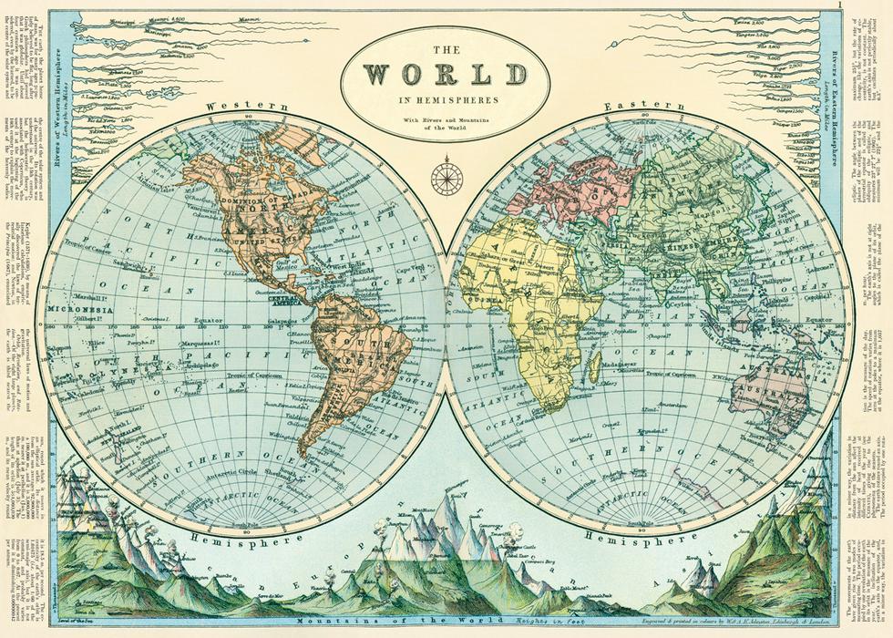Hemispheres Map 2 Poster/Wrap