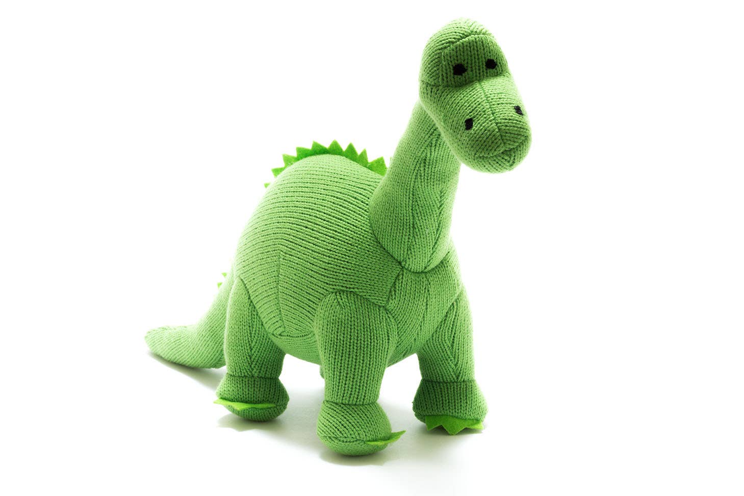 Knitted Diplodocus Dinosaur Baby Rattle | Green