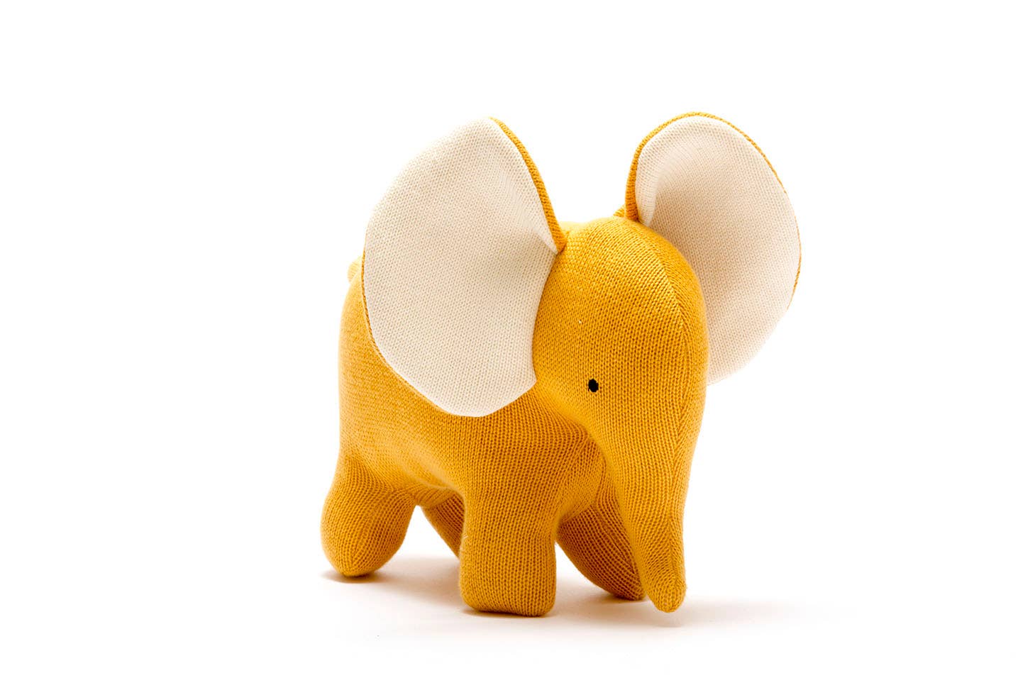 Large Organic Cotton Elephant Plush Toy | Mustard