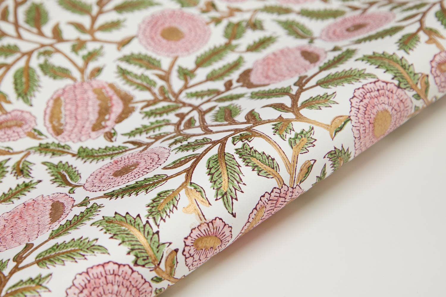Block Printed Wrapping Paper |Marigold Glitz | Blush